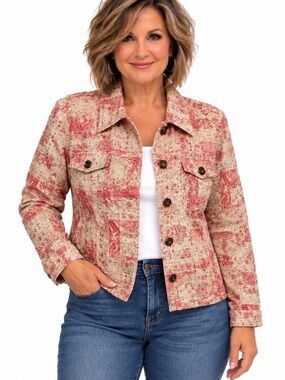 Analogy Pink Paisley Pattern Jacket- Women's